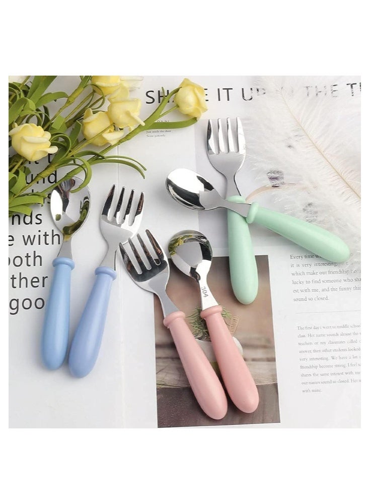 6 Pieces Toddler Utensils Kids Silverware Baby Forks and Spoons Set, Stainless Steel Childrens Safe Flatware Metal Kids Cutlery Set with Round Handle, Dishwasher Safe - Image 3